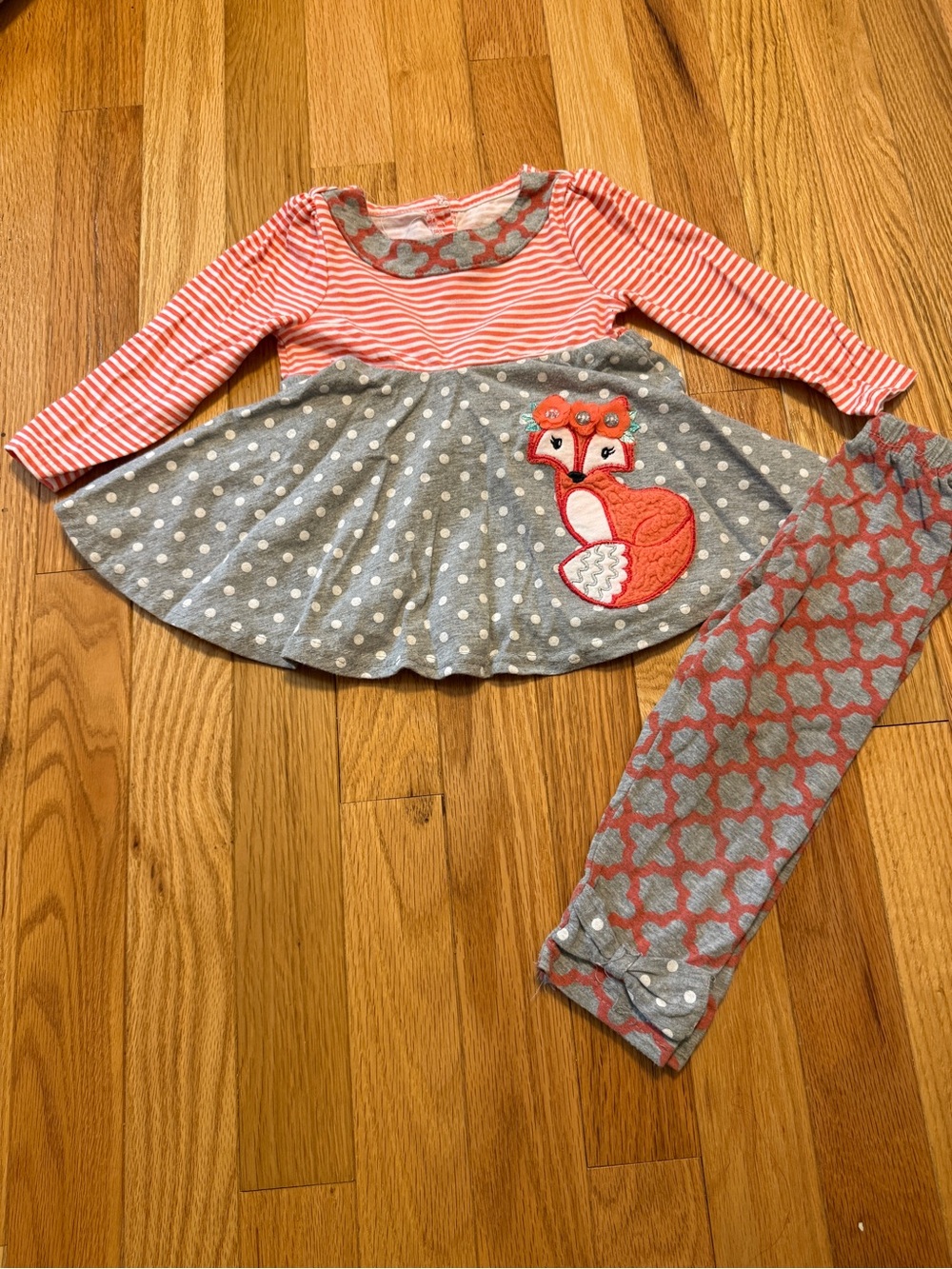 Nannette Kids Coral and White Striped Toddler Shirt - 18 months